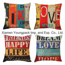 Home Decorative Custom Printed Cotton Linen Square Zipper Sofa Throw Cushion Covers